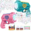 Eaglestone Bubble Guns for Toddlers 2 Packs, LED Light Automatic Bubble Machine Gun for Kids 4-8, Bubble Toys with Bubble Solution,Concentrate, Bubble Blaster Party Favor, Summer Outdoor Toys Gift view 1