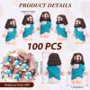 Bememo 100 Pcs Jesus Toys Original Design Mini Rubber Little Jesus Figurine to Hide and Seek Religious Party Favors Sunday Craft Baptism Gifts for Easter Egg Stuffers (Cyan) view 2