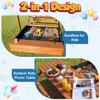 FunXplore Wooden Kids Sandbox with Lid Outdoor Sand Box with Picnic Table Foldable, Sandpit with Cover Ages 4-8, Adjustable Canopy Bottom Liner for Backyard Garden view 2