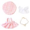 niannyyhouse 10cm~15cm Plush Doll Clothes Berets Suspender Skirt White Shirt Accessories Doll Dress Up (Pink) view 1
