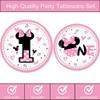 118 Pcs Pink 1st Birthday Party Supplies Girls One Paper Plates Napkins Cups Forks Tablecloth Banner for Girl's 1st Birthday Baby Shower Party Decorations, Serve 20 view 2