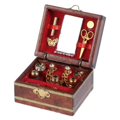 Abaodam 1pc Mini Jewelry Box Adornment for Dollhouse Decor Chic Miniature Dressing Box for Collectors and Craft Enthusiasts Realistic Bedroom Accessory