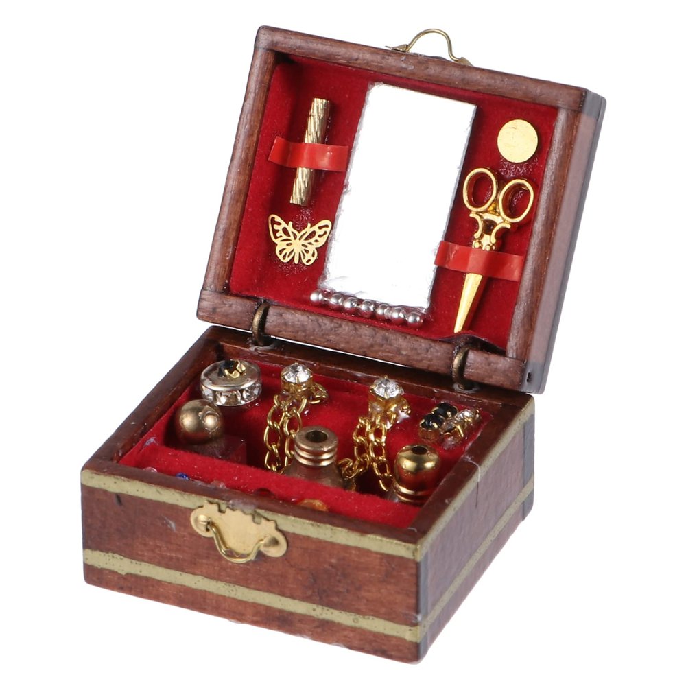Abaodam 1pc Mini Jewelry Box Adornment for Dollhouse Decor Chic Miniature Dressing Box for Collectors and Craft Enthusiasts Realistic Bedroom Accessory