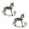 VICASKY 2pcs Handmade Wooden Rocking Horse Vintage Waddle Horse Ornament for Home and Office Cute Animal Design Grey for and Collectors view 1