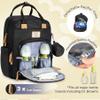 RUVALINO Diaper Bag Backpack-Multifunction Baby Travel Bag with Changing pad, Insulated Bottle Holders & Pacifier Case, Large Capacity, Waterproof, Black Leopard view 2