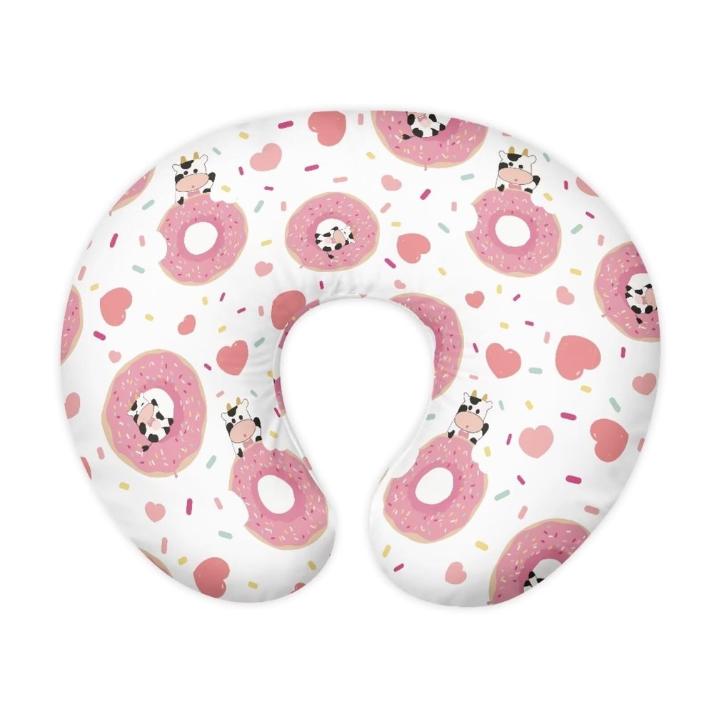 Mintulipy Donut Cow Nursing Pillow Cover Donut Cow Removable Cover for Breastfeeding Pillows, Ultra Soft Comfortable Slipcover Ultra Soft Snug Fits On Infant Nursing Pillow