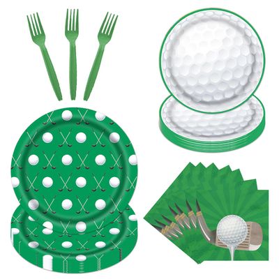 Rakuto Golf Party Plates Napkins Forks, 64PCS Golf Party Tableware Set Supplies for Men, Sport Theme Disposable Plates Decorations Supplies