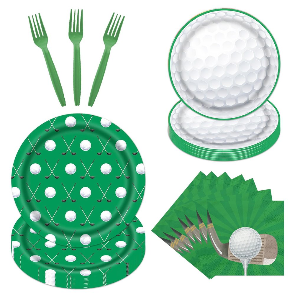 Rakuto Golf Party Plates Napkins Forks, 64PCS Golf Party Tableware Set Supplies for Men, Sport Theme Disposable Plates Decorations Supplies