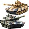 Supdex 1/24 RC Battle Tank Set, Remote Control Russian T90 and German Leopard II Tank Model That Shoots for Kids and Adults, 2.4Ghz Army Toy for Boys 6+ Year Old with Smoke, Sound Effects and Lights view 1