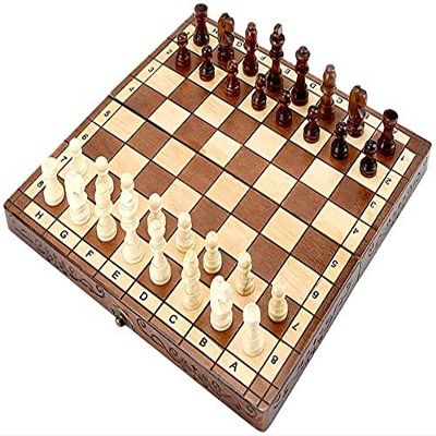 28.8X28.8Cm Wood Folding Portable Chessboard for Adults Educational Thinking Toy for Children Training and Learning for Students and Beginners