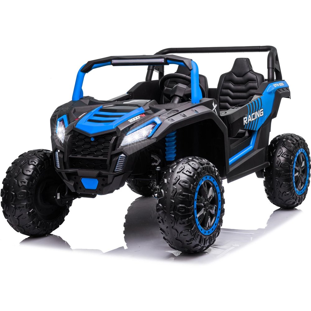 NEWQIDA XXXL 24V 2 Seater Ride On Toys for Big Kids Off-Road Buggy UTV Childrens Electric Car Side by Side 4x4 Ride On Truck Max 220lbs for Boys Girls, Up to 5.6 MPH, Remote, Music, Large Seat, Blue