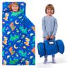 JOIEDOMI Toddler Sleeping Bag for Kids 55''x30'' Nap Mat with Removable Pillow and Minky Blanket for Toddler Ages 3-7 Roll Up Kids Sleeping Bag for Boys Girls Kindergarten Daycare Sleepover Dinosaur view 1
