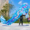 Kunovo Dragon Poi Phoenix Motif Dragon Dance Ribbon, Oriental Traditional Fitness Dragon Flinging Ribbons with Dragon Head, Silk-Like Juggling Dragon Streamer (Color : Blue, Size : 8 m (26 ft)) view 1