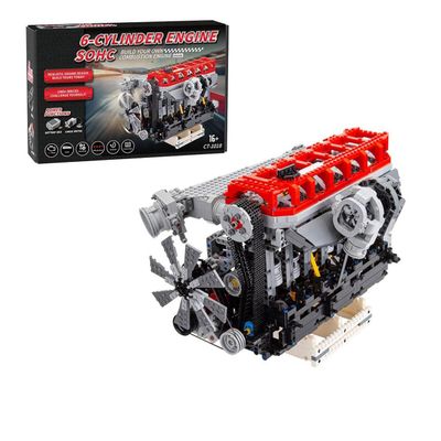 Aetheria 6 Cylinder L6 Engine Building Set, 1985 Pieces Dynamic RB30-V4 Turbocharged Engine That Runs, Build Your Own Engine Designed by Ronald Tewes-MA-61895