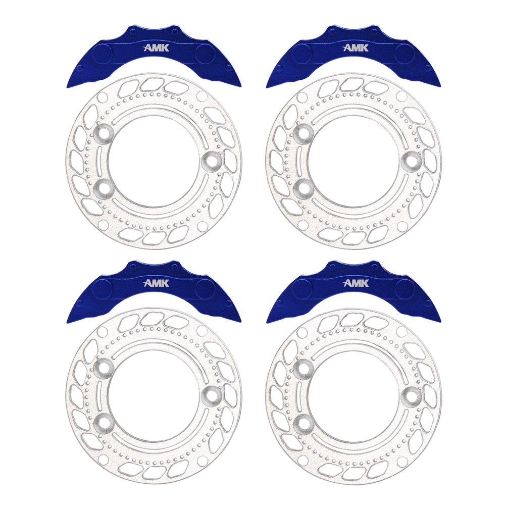 AMK Aluminum TRX4 Brake Discs with Caliper, 1/10 Scale Brake Pads for RC Crawler TRX4 Upgrades (Blue B)