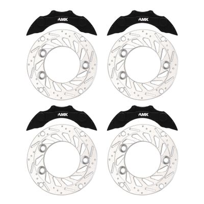AMK Aluminum TRX4 Brake Discs with Caliper, 1/10 Scale Brake Pads for RC Crawler TRX4 Upgrades (Black A)