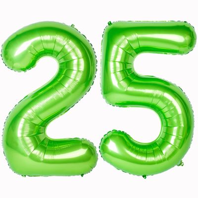 40 In Large Green Number Balloon Helium Foil Polyester Film Jungle Themed Party Birthday Party Anniversary Decoration Bright Green Digit 25