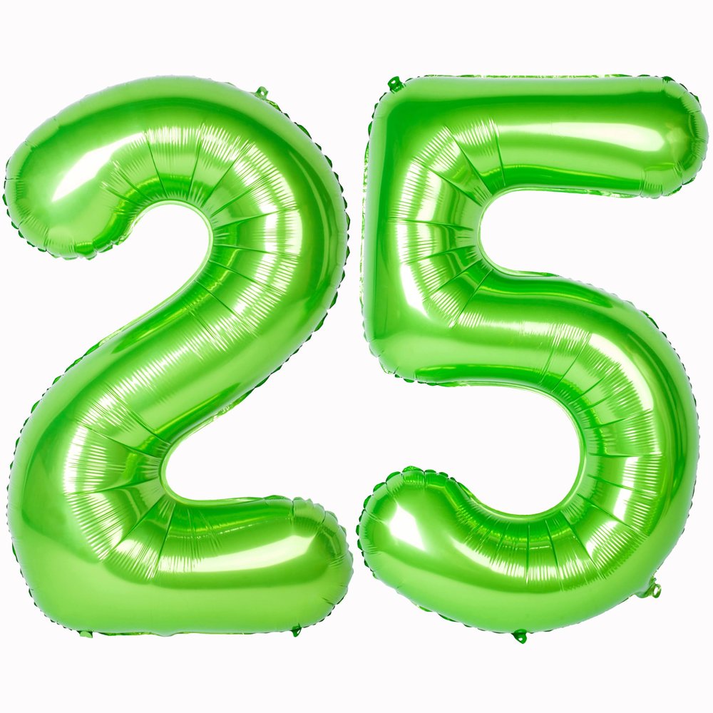 40 In Large Green Number Balloon Helium Foil Polyester Film Jungle Themed Party Birthday Party Anniversary Decoration Bright Green Digit 25