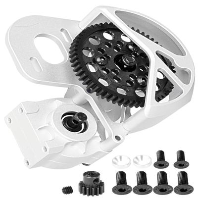hopsupRC Aluminum Transmission Gearbox Upgrades Part for 1/10 SCX10, SCX10 II 90046,90047,Wraith,AX10 RC Crawler Truck,Center Transmission Gearbox Hops up,Silver