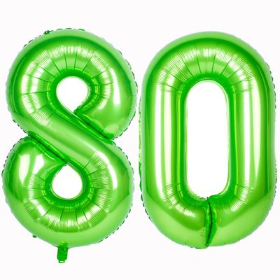 40 In Large Green Number Balloon Helium Foil Polyester Film Jungle Themed Party Birthday Party Anniversary Decoration Bright Green Digit 80