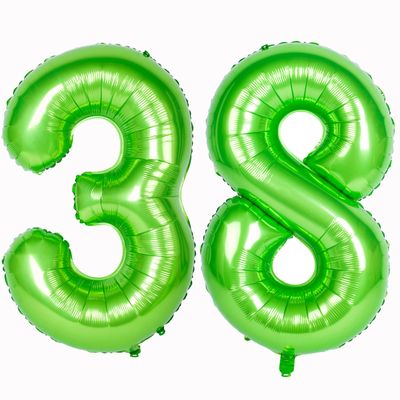 40 In Large Green Number Balloon Helium Foil Polyester Film Jungle Themed Party Birthday Party Anniversary Decoration Bright Green Digit 38