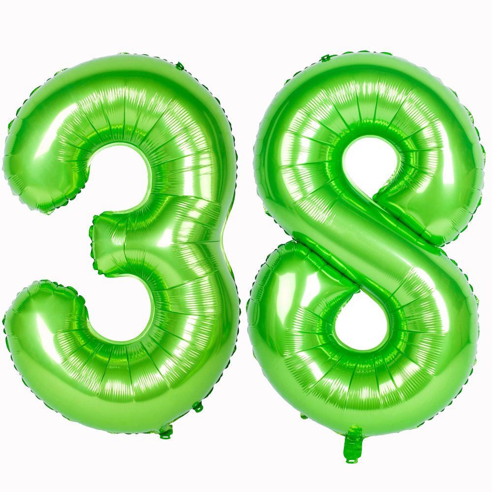 40 In Large Green Number Balloon Helium Foil Polyester Film Jungle Themed Party Birthday Party Anniversary Decoration Bright Green Digit 38