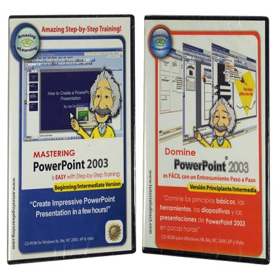 Learn how to use PowerPoint 2003 - BOTH English & Spanish Version - Simple, easy training tutorial software