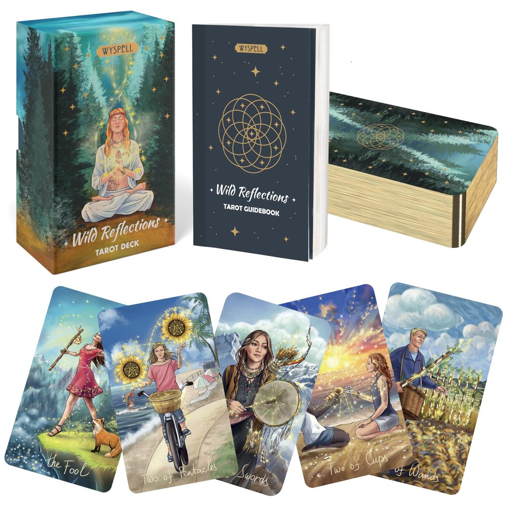 Wyspell Unique Tarot Cards with Guidebook - Wild Reflections Tarot Deck for Beginners - Nature-Inspired Cards - Traditional Symbolism - Beautiful & Modern Tarot Decks