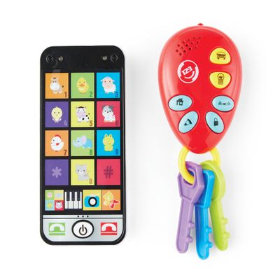 Kidoozie Phone & Keys Combo Set - Interactive Toy Bundle for Ages 12 Months+ - Key Ring & Cell Phone with Music, Animal Sounds, & More!