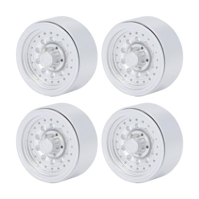 1.9 Inch Beadlock Wheels RC Wheel Rim Set for 1/10 RC Crawler SCX10 I II III 90046 AXI03007 GEN7 GEN8 D90 (Silver)