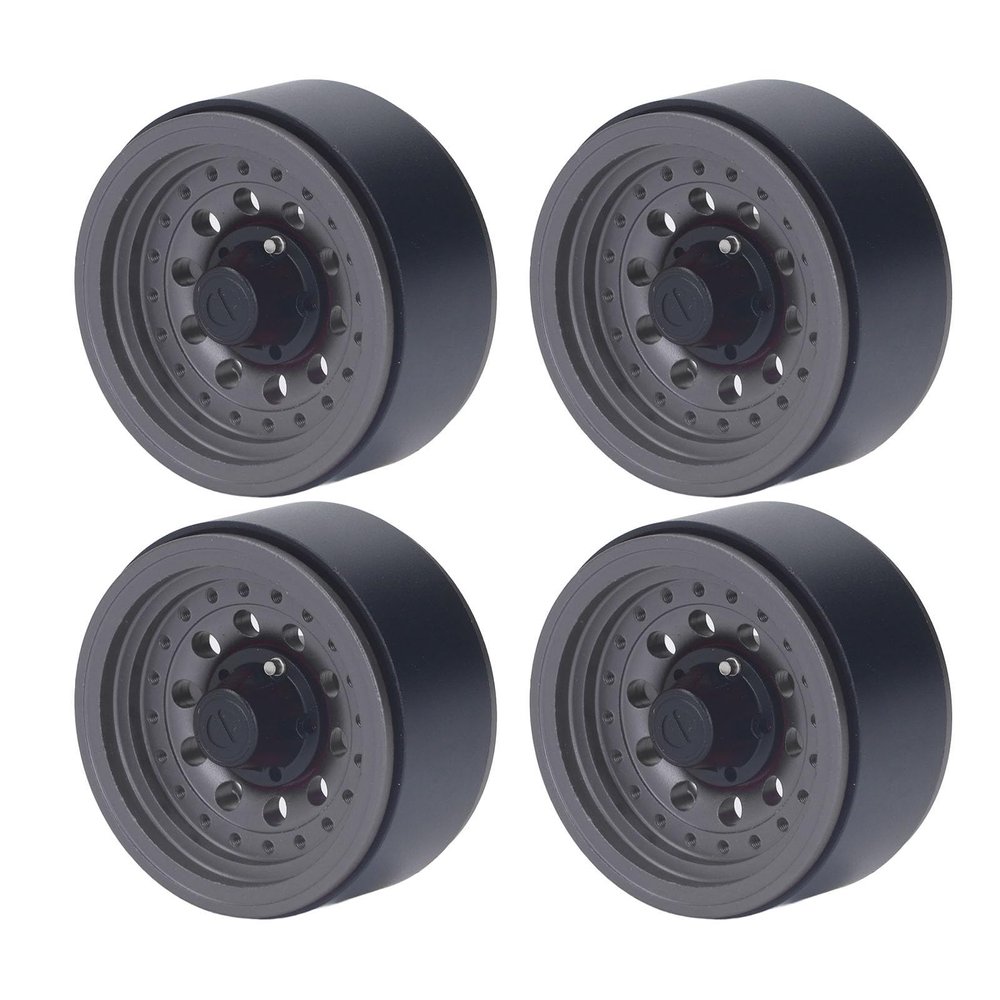 1.9 Inch Beadlock Wheels RC Wheel Rim Set for 1/10 RC Crawler SCX10 I II III 90046 AXI03007 GEN7 GEN8 D90 (Gray)