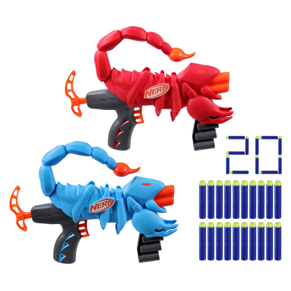 Wild Venompack, Includes 2 Easy Play Nerf Blasters, Scorpion Designs, 20 Nerf Elite Darts, Snake Toys, Ages 6+ (Amazon Exclusive)