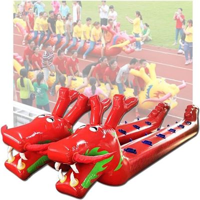 AMeLL Outdoor Teamwork Games, Lawn Games Inflatable Dragon Boat, Easy to Carry Multi-Player Game Props, No Inflatable Pumps (Color : Red, Size : 7 Seats)