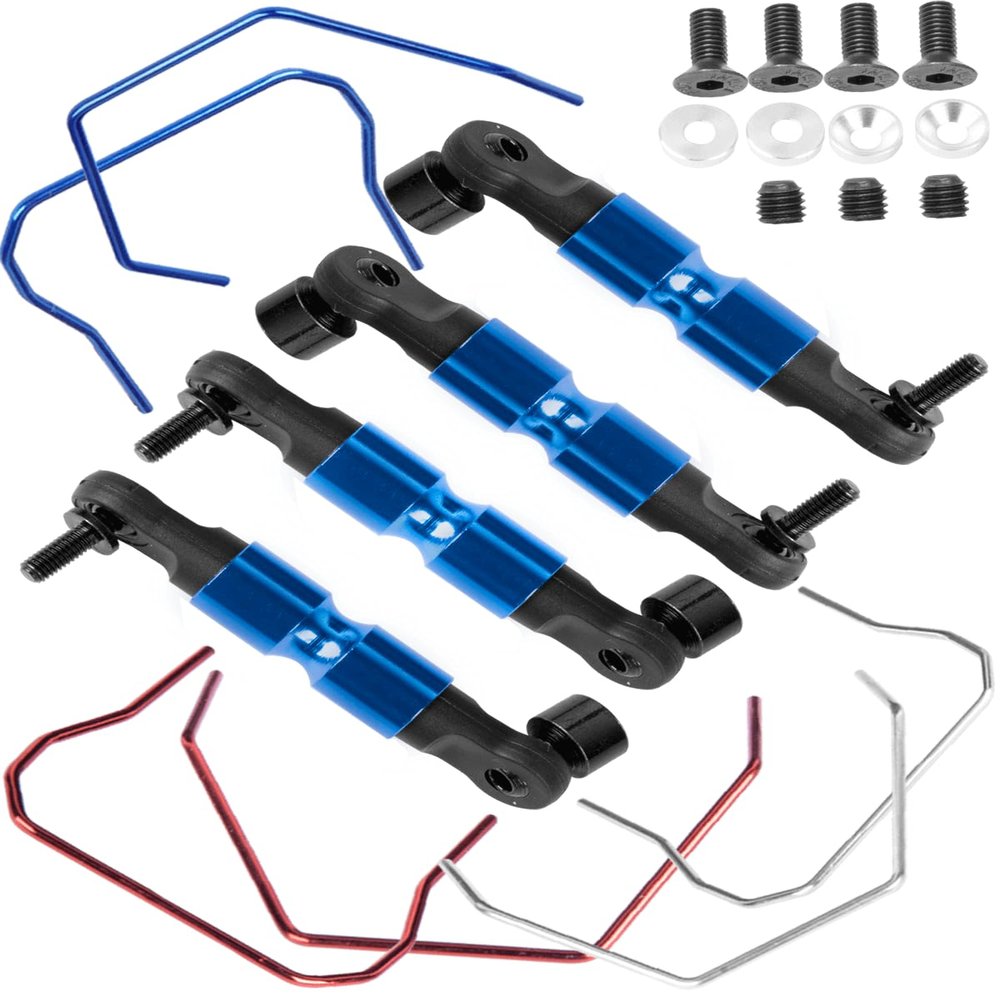 RcarmubWow RC Front Rear Wide Sway Bar Kit Upgrades Part for 1/10 Slash Rustler,Stampede,Rally 4x4 4WD RC Car,Alloy Aluminum Front & Rear Wide Sway Bar Kit Hops Up