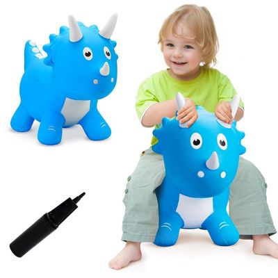 VangeBow Dinosaur Bouncy Horse for Toddlers 3+, Inflatable Ride On Bouncy Animal Hopper Toys for 3 4 5 Year Old Girl Boy Kid First Birthday Gift, Outdoor Indoor Soft Play Equipment(Pump Included)