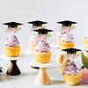 Cyodoos24 PCS Graduation Theme Cupcake Toppers Flower Graduate Cupcake Picks Students Graduation Theme Party Cake Decorations Supplies view 2