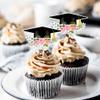 Cyodoos24 PCS Graduation Theme Cupcake Toppers Flower Graduate Cupcake Picks Students Graduation Theme Party Cake Decorations Supplies view 3
