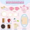 Wooden Tea Set for Little Girls Birthday Gift 3-4 Year Old Princess Toys Play Food Sets for Kids Kitchen Accessories Toddlers 3-5 Outdoor Party Pretend Food Dessert Cookies Wood Toy view 2