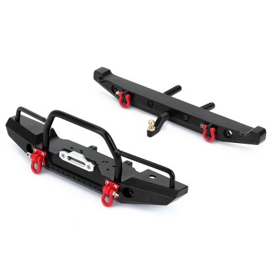 AMLIK RC Car Accessories Compatible with Axial for SCX10 for SCX10 II 90046 90047 Metal Front Rear Bumper with Lights for 1/10 RC Crawler Upgrade Parts (Color : Front+Rear)