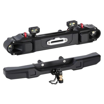 AMLIK RC Car Accessories Compatible with Axial for SCX6 for Jeep for JLU for Wrangler Metal Front Rear Bumper with Spotlight for 1/6 RC Crawler