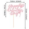 1 PCS Happy Valentine's Day Cake Topper Glitter Be My Valentine Sweet Love Heart Balloon Shaped Cake Pick for Valentine's Day Theme Wedding Birthday Party Cake Decorations Supplies Light Pink view 2