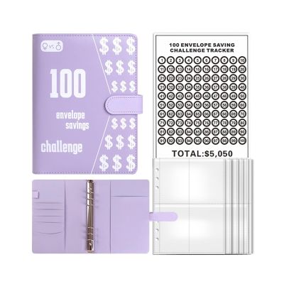 100 Envelope Savings Challenge, Paper Money Collection Album Large Capacity Bill Storage Book (Size : Purple)