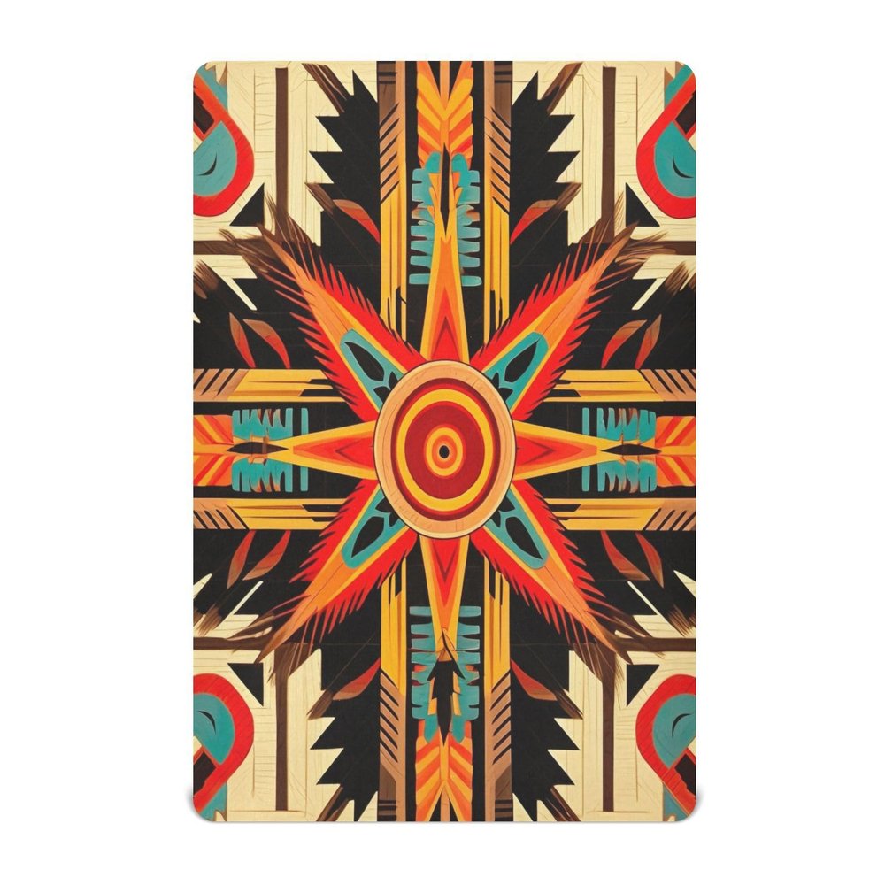 Kigai Indian Geometric Pattern Crib Sheets - Stretchy Fitted Crib Sheets for Boys Girls, Unisex Cozy Baby Crib Sheet 28 x 52 x 9 Inches