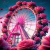 Framable 120 Piece Classic Jigsaw Puzzle - Pink Rose Ferris Wheel Luxurious Shaped Wood Rounded Corner Puzzle - Valentine's Day Decor - Great Gifts for Loved Ones view 1