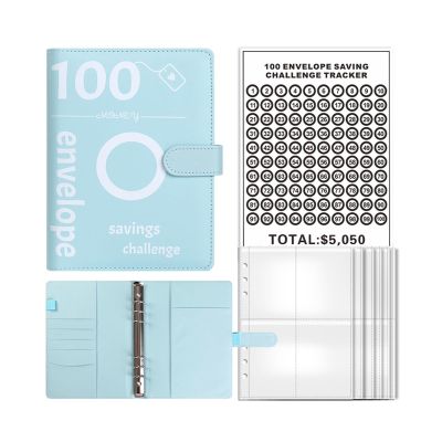 100 Envelope Savings Challenge, Paper Money Collection Album Portable Large Capacity Bill Storage Book (Size : Blue)