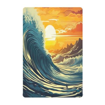 Kigai Surfer Riding Waves Crib Sheets - Stretchy Fitted Crib Sheets for Boys Girls, Unisex Cozy Baby Crib Sheet 27 x 39 x 5 Inches