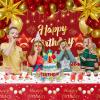 Red and Gold Birthday Decorations for Women Men Girls Boys, 72pcs Red and Gold Party Decorations Happy Birthday Backdrop Burgundy Confetti Star Balloon Arch Table Cloth Party Supplies view 4