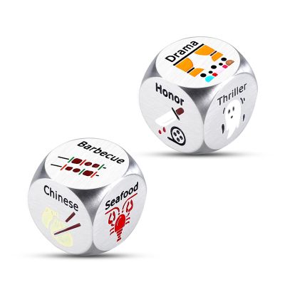 2 Year Anniversary Wedding Gift for Him Her 2PCS Food Dice Adult Men Easter Gifts to My Husband Gifts Movie Night Supplies for Wife Gag Gift for Adults Funny Date Night Dices Wedding Registry Ideas