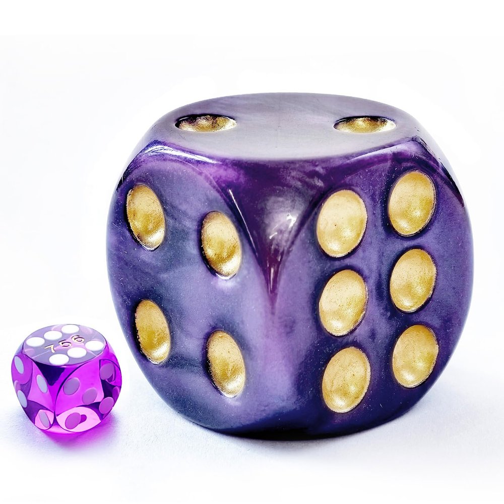 Solid Acrylic Jumbo 40MM Pearl Violet D6 Dice, Big Playing Dice