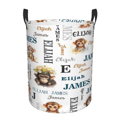 Monkey Nursery Decor Name Baby Hampers Personalized Baby Bin Clothes Hamper Custom Laundry Basket Hamper Kids Organizers Collapsible Hamper for Boy Girl Baby Gift Baskets